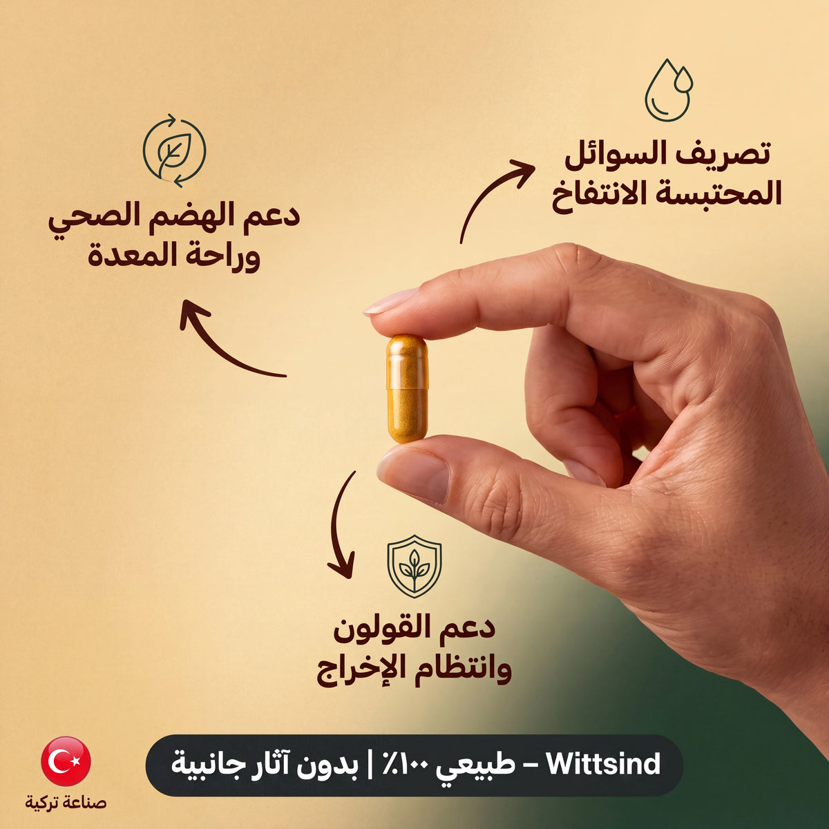 Wittsind – مكمل طبيعي للانتفاخ والامساك ومشاكل الهضم | 60 كبسولة